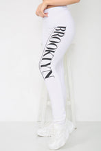 Load image into Gallery viewer, White Brooklyn Printed Stretch Leggings
