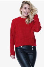 Load image into Gallery viewer, Red Open Knit Turtle Neck Jumper
