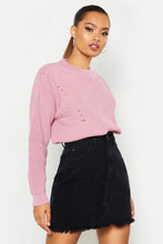 Load image into Gallery viewer, Red Open Knit Turtle Neck Jumper
