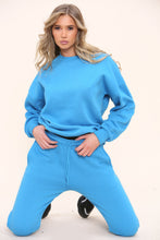 Load image into Gallery viewer, Bright Blue Oversized Sweatshirt &amp; Cuff Joggers Loungewear Set
