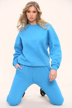 Load image into Gallery viewer, Bright Blue Oversized Sweatshirt &amp; Cuff Joggers Loungewear Set
