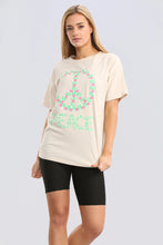 Load image into Gallery viewer, White Peace Round Neck T-shirt
