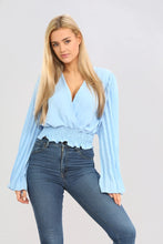 Load image into Gallery viewer, Orange Pleated Long Sleeved Top
