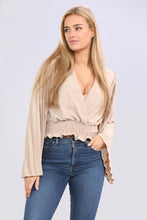 Load image into Gallery viewer, Orange Pleated Long Sleeved Top
