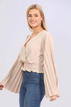 Load image into Gallery viewer, Orange Pleated Long Sleeved Top
