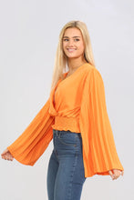 Load image into Gallery viewer, Orange Pleated Long Sleeved Top
