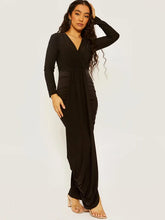 Load image into Gallery viewer, Royal Blue Plunge Neck Slinky Draped Maxi Dress
