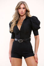 Load image into Gallery viewer, Red Puff Sleeved Belted Playsuit
