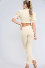 Load image into Gallery viewer, Orange Puff Sleeved Cropped Top Flared Co-Ord Set
