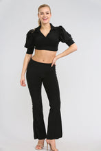 Load image into Gallery viewer, Orange Puff Sleeved Cropped Top Flared Co-Ord Set
