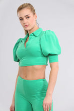 Load image into Gallery viewer, Orange Puff Sleeved Cropped Top Flared Co-Ord Set

