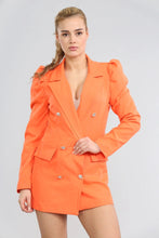 Load image into Gallery viewer, Pink  Puff Sleeved Long Line Blazer
