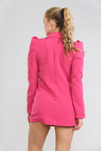 Load image into Gallery viewer, Pink  Puff Sleeved Long Line Blazer
