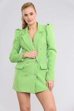Load image into Gallery viewer, Pink  Puff Sleeved Long Line Blazer
