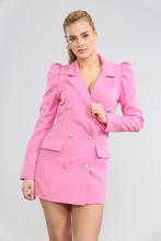 Load image into Gallery viewer, Pink  Puff Sleeved Long Line Blazer
