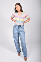 Load image into Gallery viewer, Rainbow Stripe Ribbed Button Bodysuit
