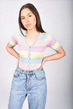 Load image into Gallery viewer, Rainbow Stripe Ribbed Button Bodysuit
