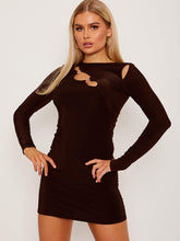Load image into Gallery viewer, Red Ring Cutout Front Bodycon Dress
