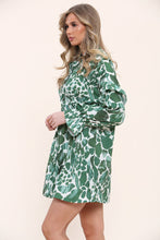 Load image into Gallery viewer, Orange Ruched Printed Shirt Dress
