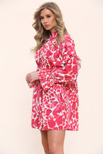 Load image into Gallery viewer, Orange Ruched Printed Shirt Dress
