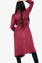 Load image into Gallery viewer, Wine Suedette Longline Belted Jacket
