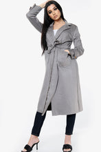 Load image into Gallery viewer, Wine Suedette Longline Belted Jacket
