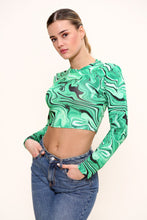 将图片加载到图库查看器中，Orange Swirl Print Crop Top
