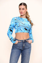 将图片加载到图库查看器中，Orange Swirl Print Crop Top
