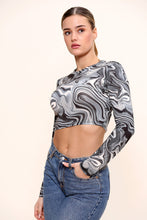 将图片加载到图库查看器中，Orange Swirl Print Crop Top
