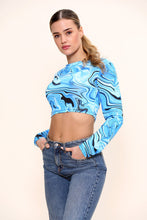 将图片加载到图库查看器中，Orange Swirl Print Crop Top
