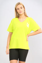 Load image into Gallery viewer, Yellow V- Neck LA Printed T-shirt
