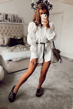 Load image into Gallery viewer, White Marie Sleeve Bow Tie Blouse
