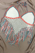 Load image into Gallery viewer, White Multi Crochet Tassel Halter Top
