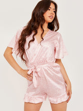 Load image into Gallery viewer, Wrap Front Belted Satin Printed Playsuit
