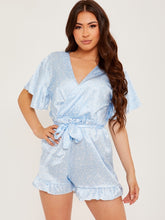 Load image into Gallery viewer, Wrap Front Belted Satin Printed Playsuit
