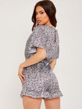 Load image into Gallery viewer, Wrap Front Belted Satin Printed Playsuit
