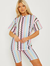 Load image into Gallery viewer, Zig Zag Oversized Top &amp; Shorts Co-ord-Multi
