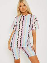 Load image into Gallery viewer, Zig Zag Oversized Top &amp; Shorts Co-ord
