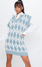 Load image into Gallery viewer, Petite Sage Diamond Knit Sleeveless Dress
