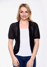 Load image into Gallery viewer, Black Short Sleeve Knitted Bolero Shrug
