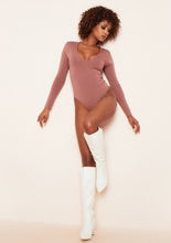 Load image into Gallery viewer, White Long Sleeve Plunge Bodysuit

