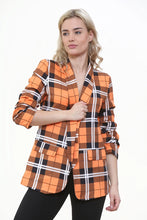 Load image into Gallery viewer, Orange Tartan Printed Blazer
