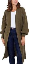 Load image into Gallery viewer, Wine Nathalie Mocha Balloon Sleeve Knitted Cardigan
