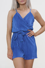 Load image into Gallery viewer, Royal Blue Plisse Wrap Over Playsuit
