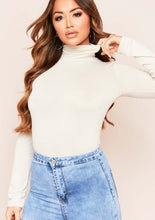 Load image into Gallery viewer, White Long Sleeve Roll Neck Top
